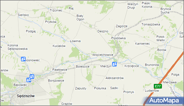 mapa Wojciechowice gmina Sędziszów, Wojciechowice gmina Sędziszów na mapie Targeo