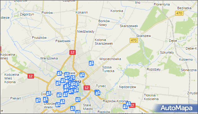 mapa Wojciechówka gmina Żelazków, Wojciechówka gmina Żelazków na mapie Targeo