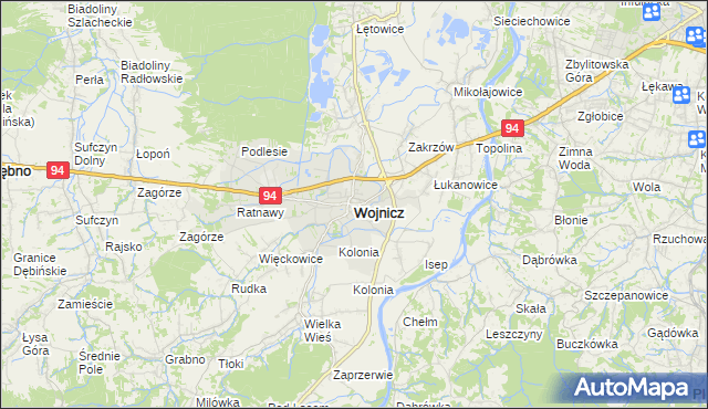 mapa Wojnicz, Wojnicz na mapie Targeo