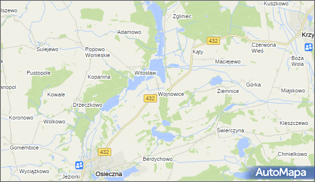 mapa Wojnowice gmina Osieczna, Wojnowice gmina Osieczna na mapie Targeo