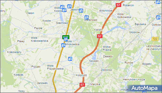 mapa Wola Mrokowska, Wola Mrokowska na mapie Targeo