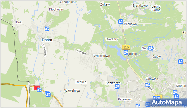 mapa Wołczkowo, Wołczkowo na mapie Targeo