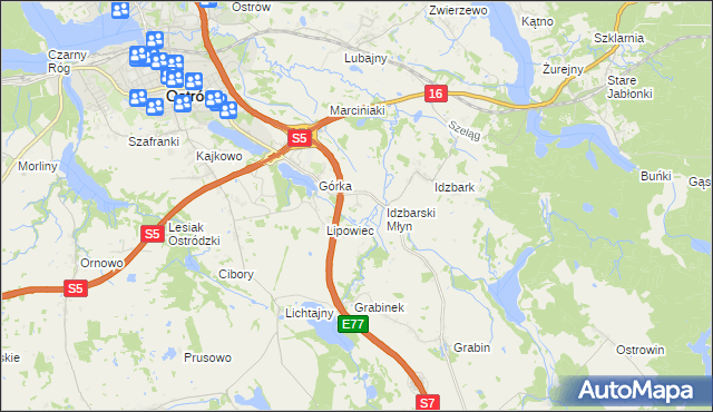mapa Worniny, Worniny na mapie Targeo