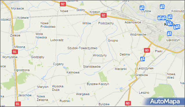 mapa Wroczyny, Wroczyny na mapie Targeo