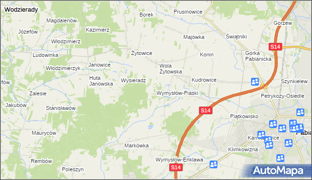 mapa Wymysłów-Piaski, Wymysłów-Piaski na mapie Targeo