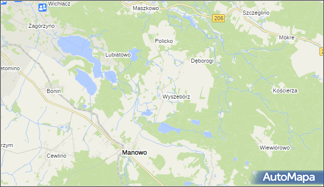 mapa Wyszebórz, Wyszebórz na mapie Targeo