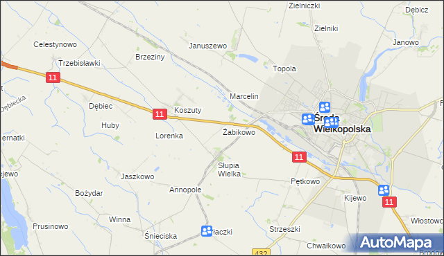 mapa Żabikowo, Żabikowo na mapie Targeo