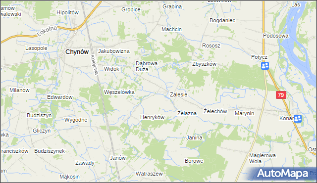 mapa Zadębie gmina Chynów, Zadębie gmina Chynów na mapie Targeo