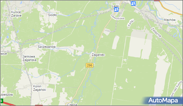 mapa Żaganiec, Żaganiec na mapie Targeo