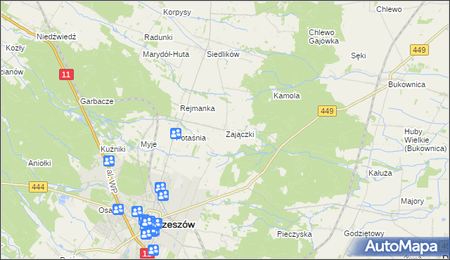 mapa Zajączki gmina Ostrzeszów, Zajączki gmina Ostrzeszów na mapie Targeo