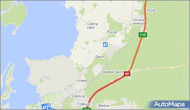 mapa Załom gmina Goleniów, Załom gmina Goleniów na mapie Targeo