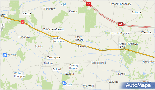 mapa Zawady gmina Zbuczyn, Zawady gmina Zbuczyn na mapie Targeo