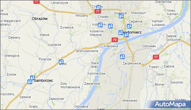 mapa Zawisełcze, Zawisełcze na mapie Targeo