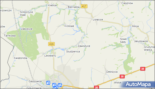 mapa Zawiszyce, Zawiszyce na mapie Targeo