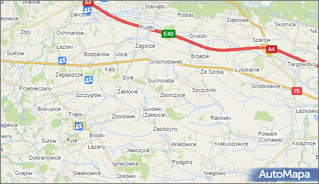 mapa Zborczyce, Zborczyce na mapie Targeo