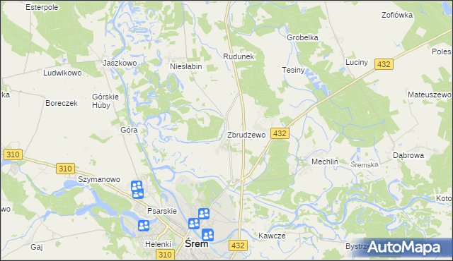 mapa Zbrudzewo, Zbrudzewo na mapie Targeo