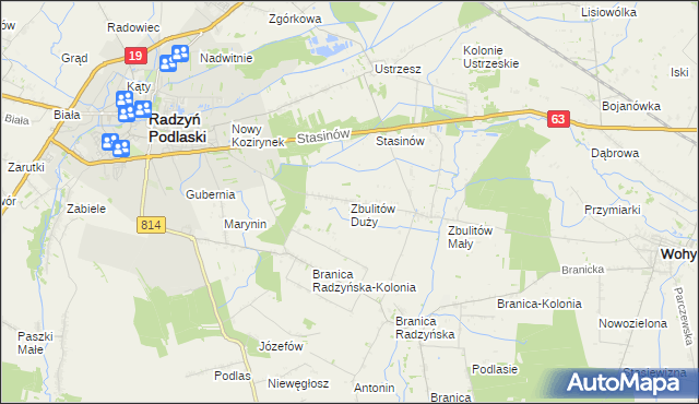 mapa Zbulitów Duży, Zbulitów Duży na mapie Targeo