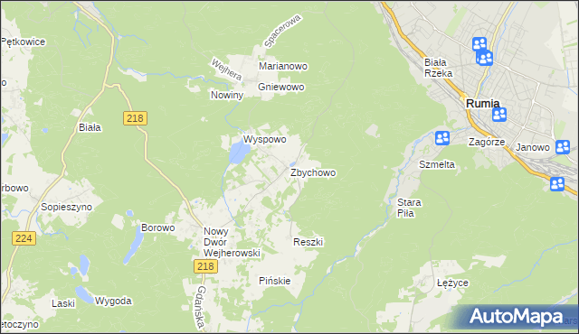 mapa Zbychowo, Zbychowo na mapie Targeo