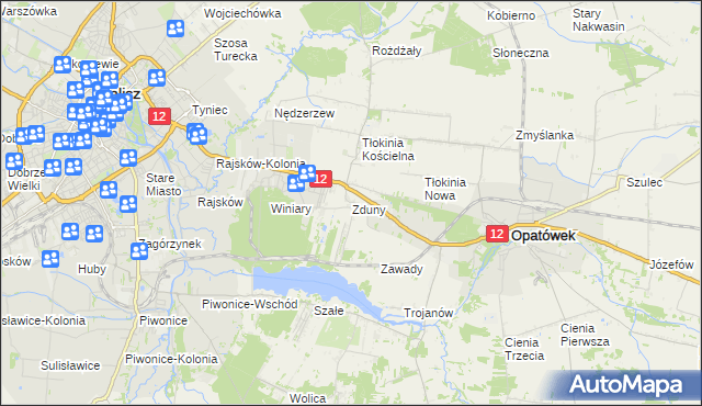 mapa Zduny gmina Opatówek, Zduny gmina Opatówek na mapie Targeo