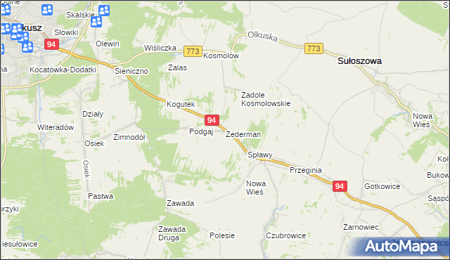 mapa Zederman, Zederman na mapie Targeo