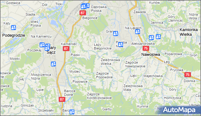 mapa Żeleźnikowa Wielka, Żeleźnikowa Wielka na mapie Targeo