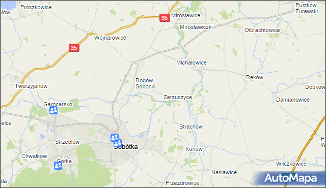 mapa Żerzuszyce, Żerzuszyce na mapie Targeo
