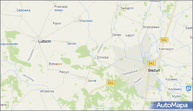 mapa Zimolza, Zimolza na mapie Targeo