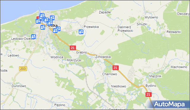 mapa Zimowiska, Zimowiska na mapie Targeo