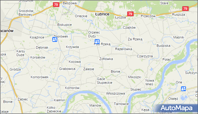 mapa Zofiówka gmina Łubnice, Zofiówka gmina Łubnice na mapie Targeo