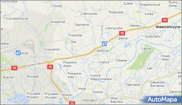 mapa Zofipole gmina Igołomia-Wawrzeńczyce, Zofipole gmina Igołomia-Wawrzeńczyce na mapie Targeo