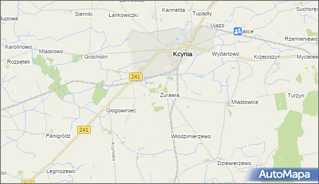 mapa Żurawia gmina Kcynia, Żurawia gmina Kcynia na mapie Targeo