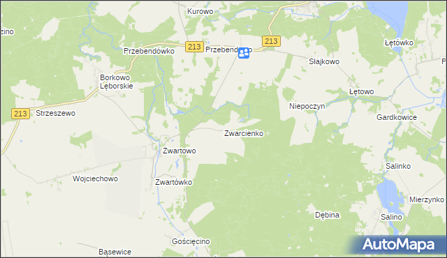 mapa Zwarcienko, Zwarcienko na mapie Targeo