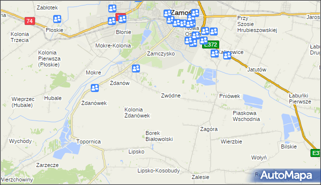 mapa Zwódne, Zwódne na mapie Targeo