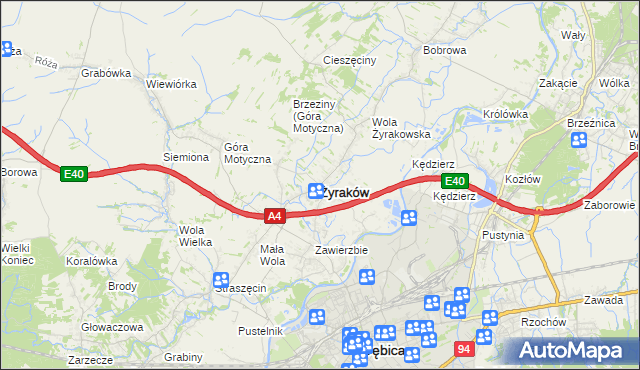 mapa Żyraków, Żyraków na mapie Targeo