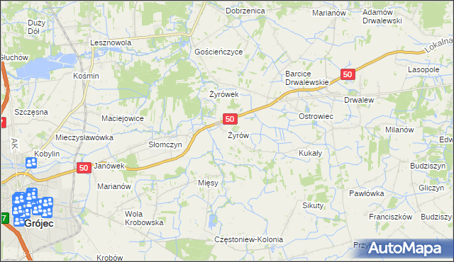 mapa Żyrów, Żyrów na mapie Targeo