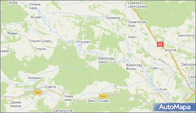 mapa Białobrzeg Dalszy, Białobrzeg Dalszy na mapie Targeo
