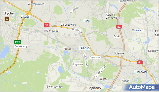 mapa Bieruń, Bieruń na mapie Targeo