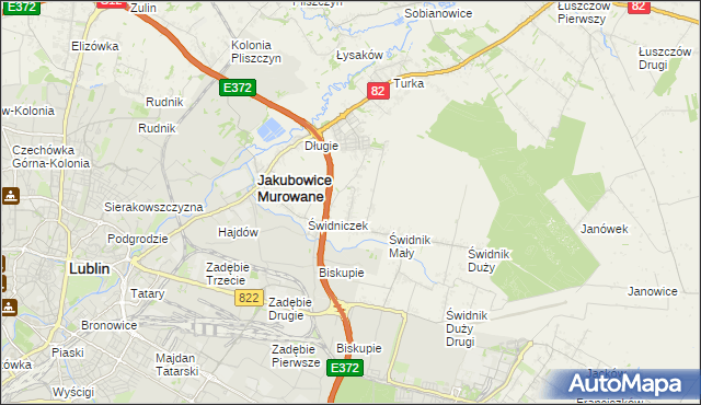 mapa Biskupie-Kolonia gmina Wólka, Biskupie-Kolonia gmina Wólka na mapie Targeo