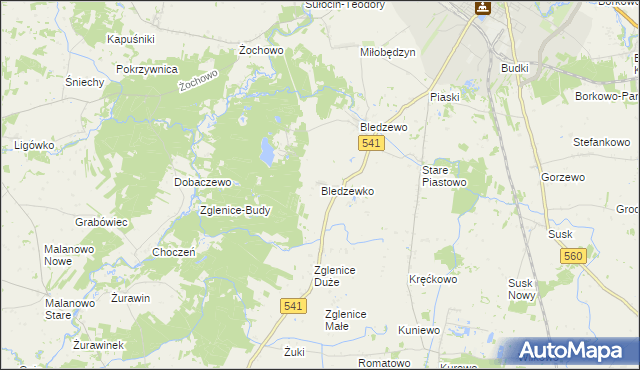 mapa Bledzewko, Bledzewko na mapie Targeo