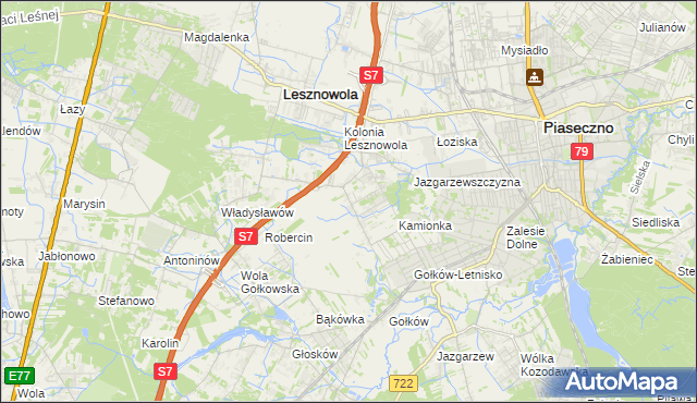 mapa Bobrowiec gmina Piaseczno, Bobrowiec gmina Piaseczno na mapie Targeo