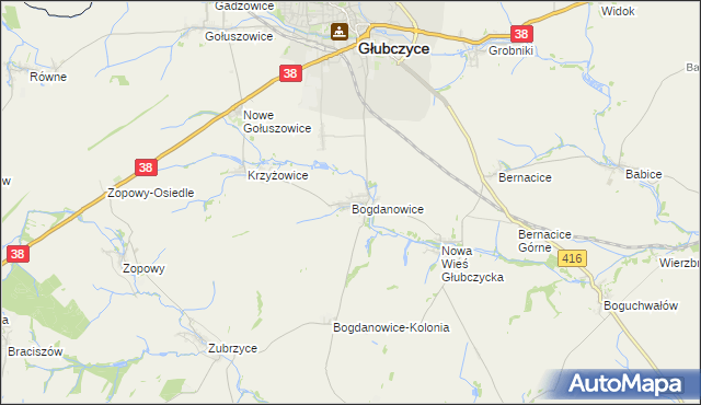 mapa Bogdanowice, Bogdanowice na mapie Targeo