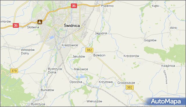 mapa Boleścin gmina Świdnica, Boleścin gmina Świdnica na mapie Targeo