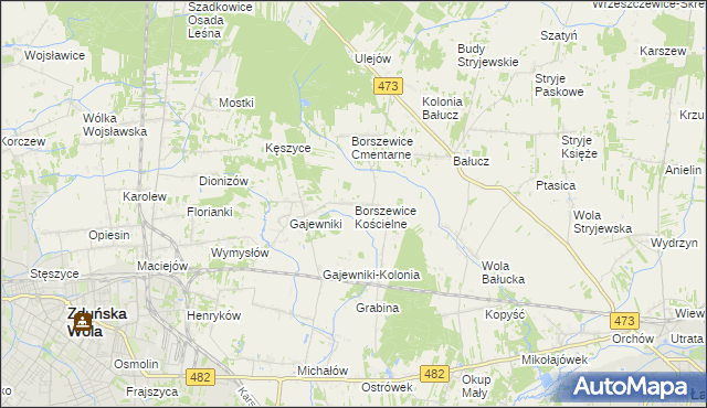 mapa Borszewice Kościelne, Borszewice Kościelne na mapie Targeo