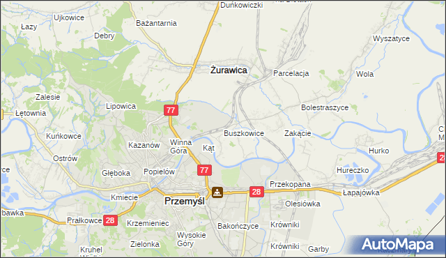 mapa Buszkowice gmina Żurawica, Buszkowice gmina Żurawica na mapie Targeo