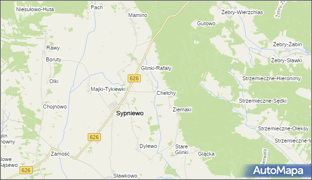 mapa Chełchy gmina Sypniewo, Chełchy gmina Sypniewo na mapie Targeo