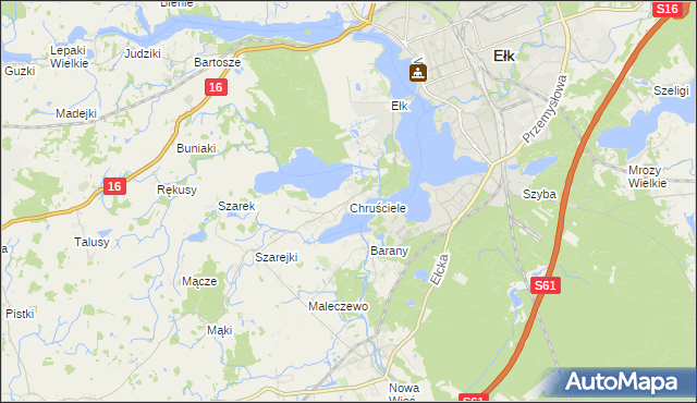 mapa Chruściele gmina Ełk, Chruściele gmina Ełk na mapie Targeo