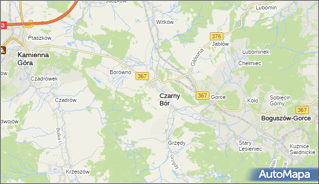 mapa Czarny Bór, Czarny Bór na mapie Targeo