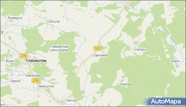 mapa Dąbrówka gmina Kargowa, Dąbrówka gmina Kargowa na mapie Targeo