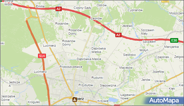 mapa Dąbrówka-Sowice, Dąbrówka-Sowice na mapie Targeo