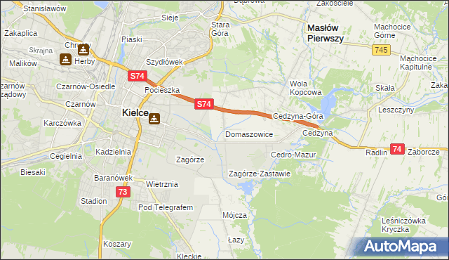 mapa Domaszowice gmina Masłów, Domaszowice gmina Masłów na mapie Targeo